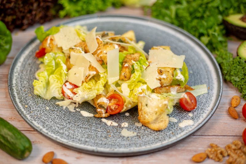 Caesar Salad with romaine lettuce croutons and parmesan